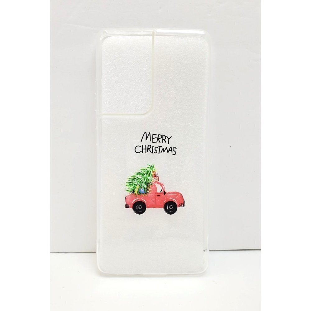 Galaxy S21 Christmas Tree Red Truck Merry Christmas Phone Case Clear Background